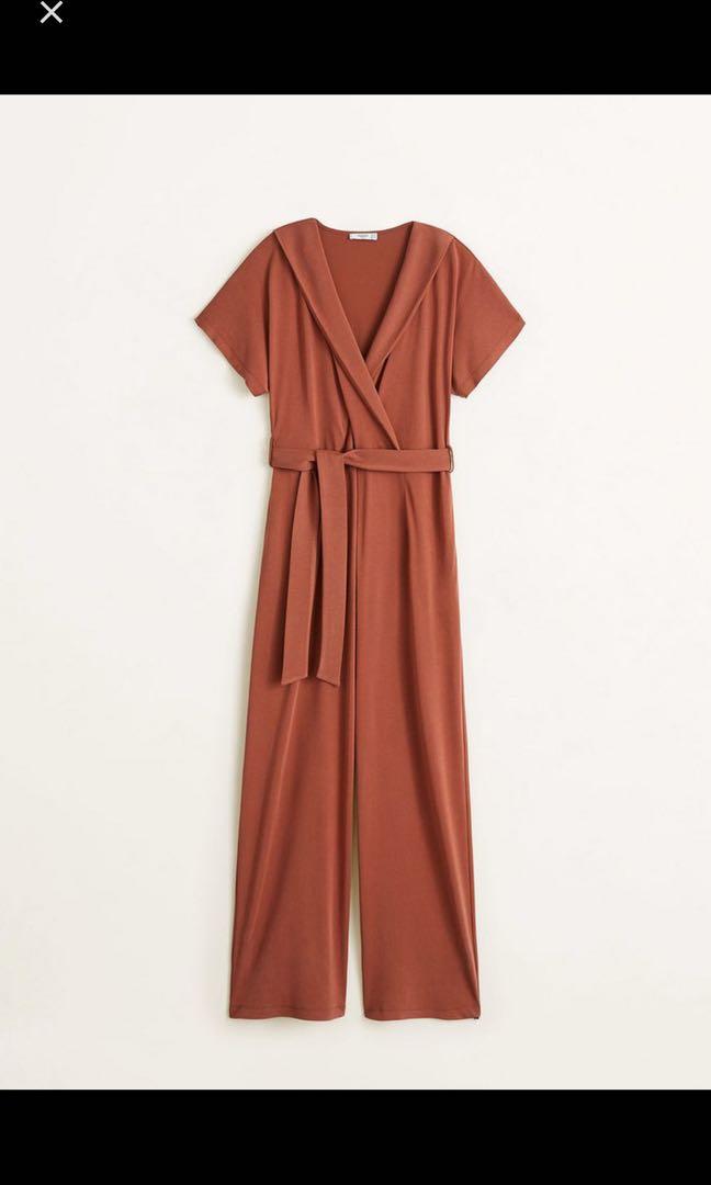bow long jumpsuit mango
