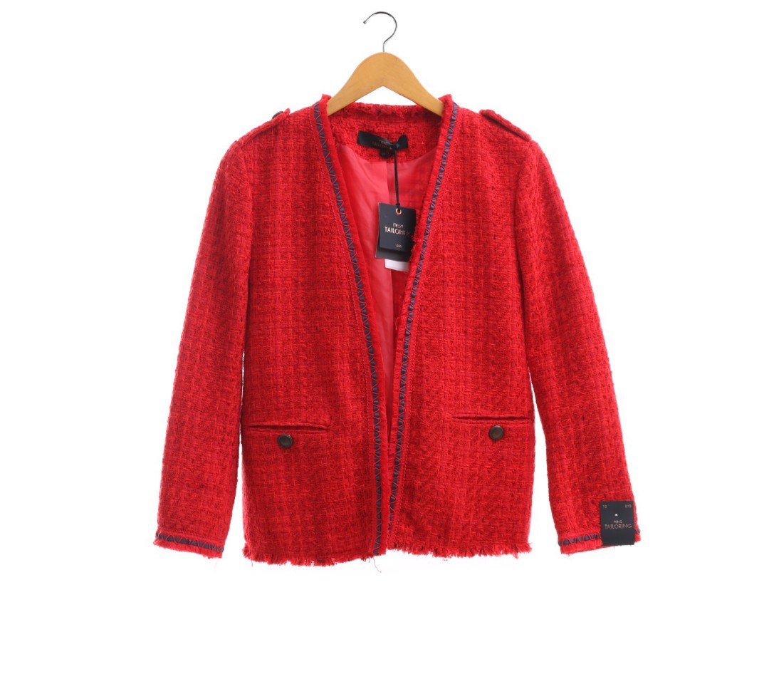 red tweed blazer
