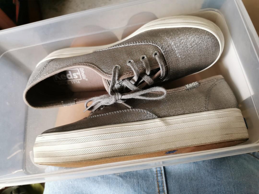 PL 95 new KEDS Authentic Grey Metallic Triple Iridescent Canvas Sneakers Women s Fashion Footwear Sneakers on Carousell