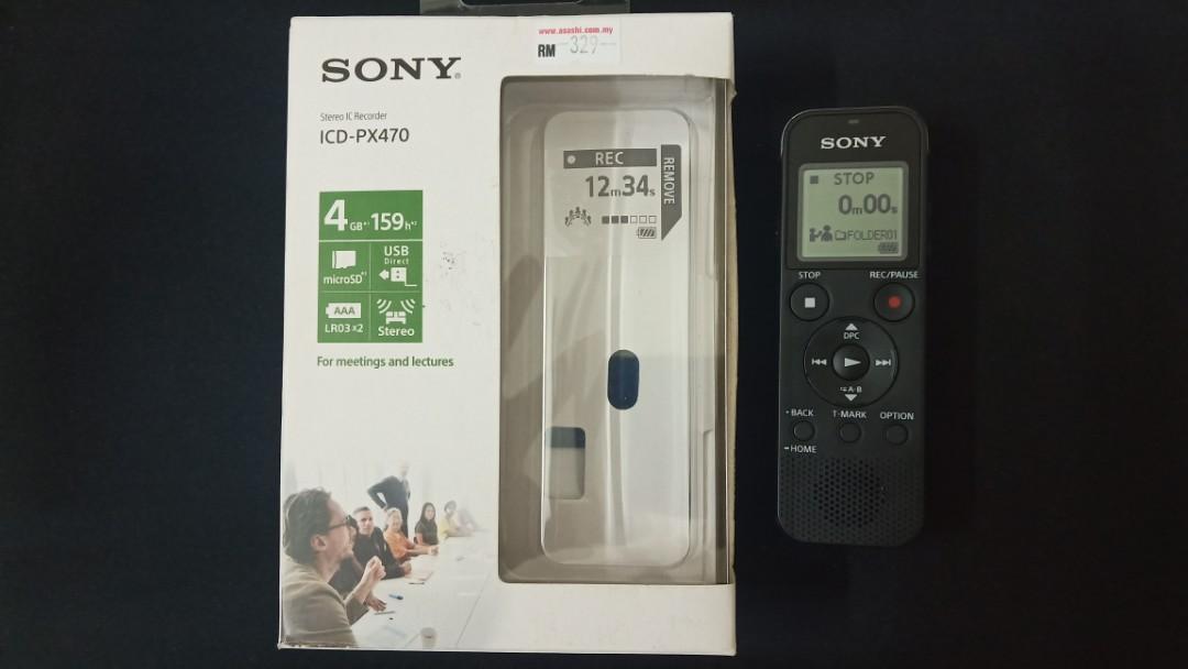 Sony ICD-PX470 4GB PX Series digital voice IC recorder, Audio, Portable ...