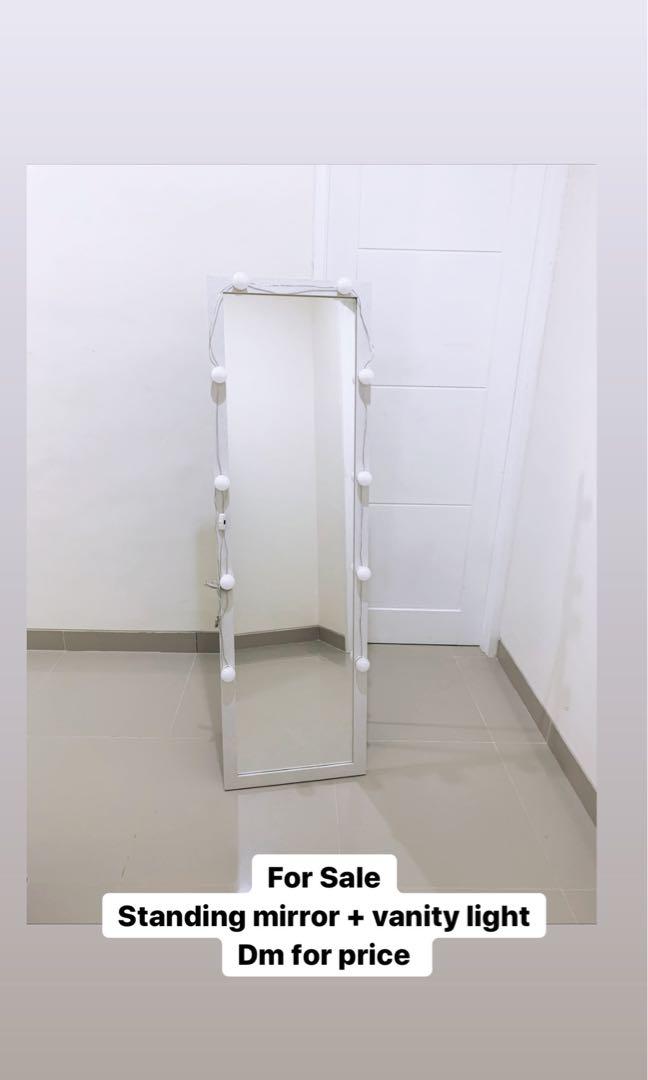 standing vanity mirror with lights