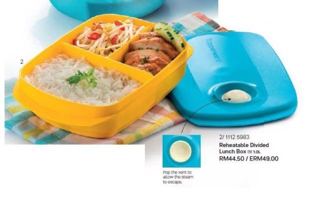 Tupperware Reheatable Divided Lunch Box with TUPpao Bag, Furniture ...