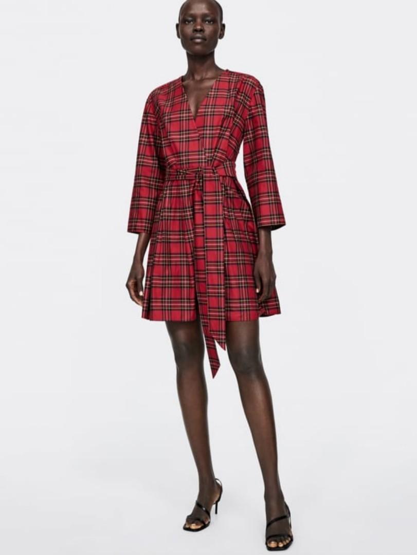 Red check dress zara 2025