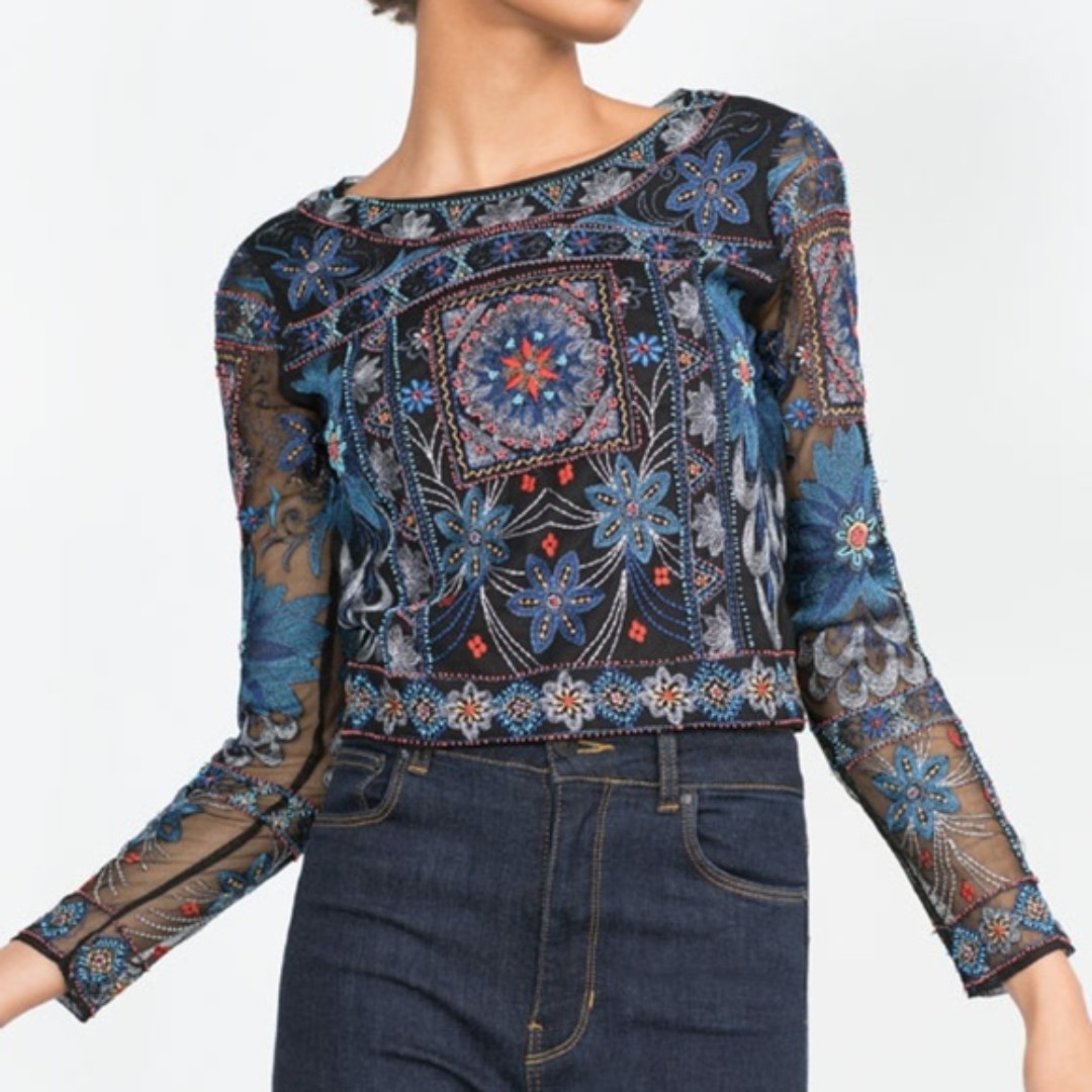 sheer embroidered top