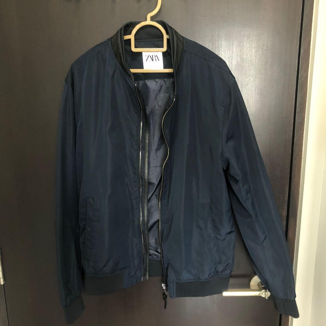 Zara Men's Navy Blue Bomber Jacket, Men 