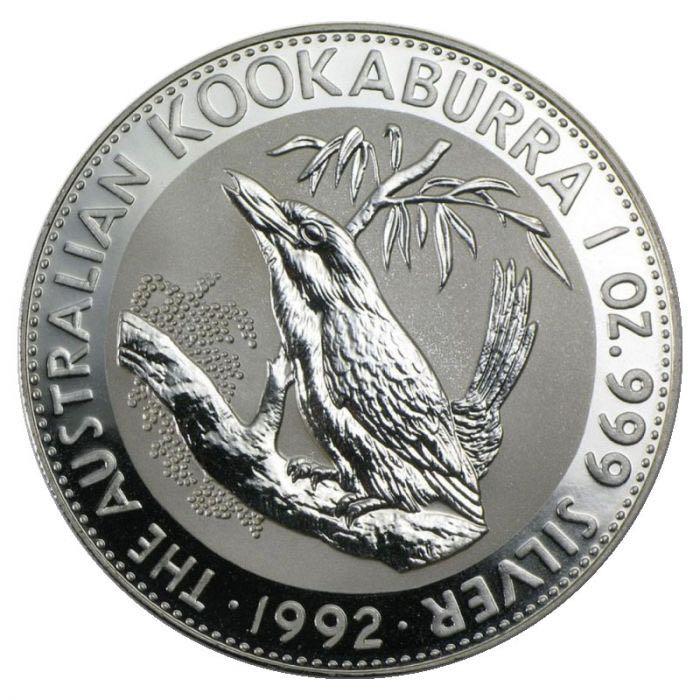 1992 1oz Kookaburra Silver Coin Australian Perth Mint (Category: Currency) located in Singapore. Submitted by syc2255 (Listing ID 259645413, Image 1). Description: 1992 Kookaburra 1oz Silver - Valuable old coin and hard to get - In original mint capsule.