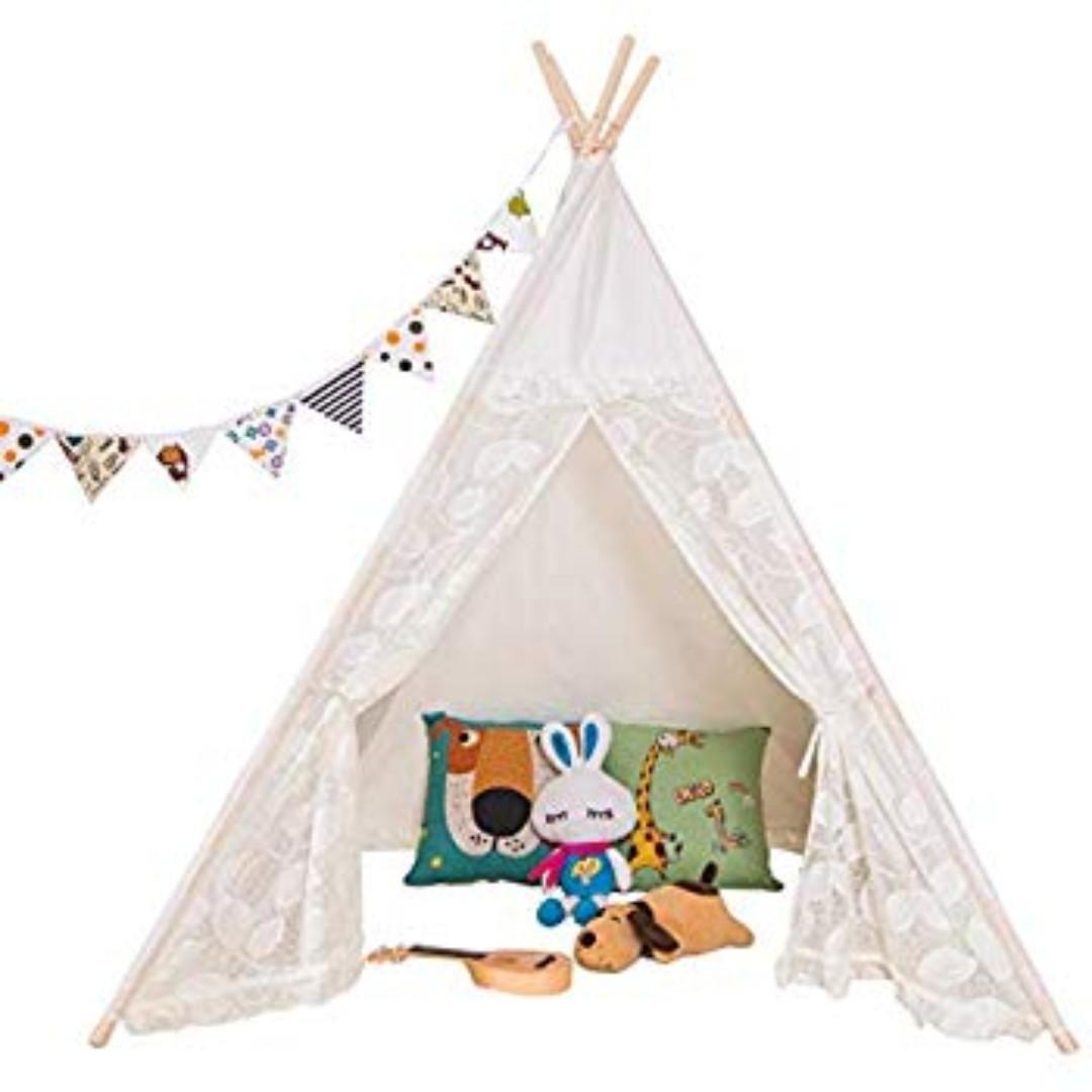 2748 Lavievert Lace Teepee Children Indian Playhouse Cotton Canvas Kids Play Tent for Indoor or Outdoor Play Come with A Round Water Resistant Bottom Mat Luxury Apparel on Carousell