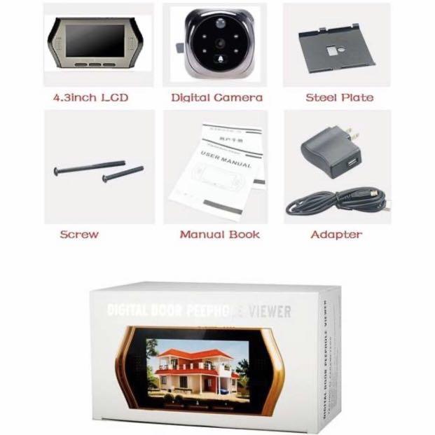4.3 inch digital peephole door viewer 3X Zoom Multilanguage Motion Sensor IR Night vision 32