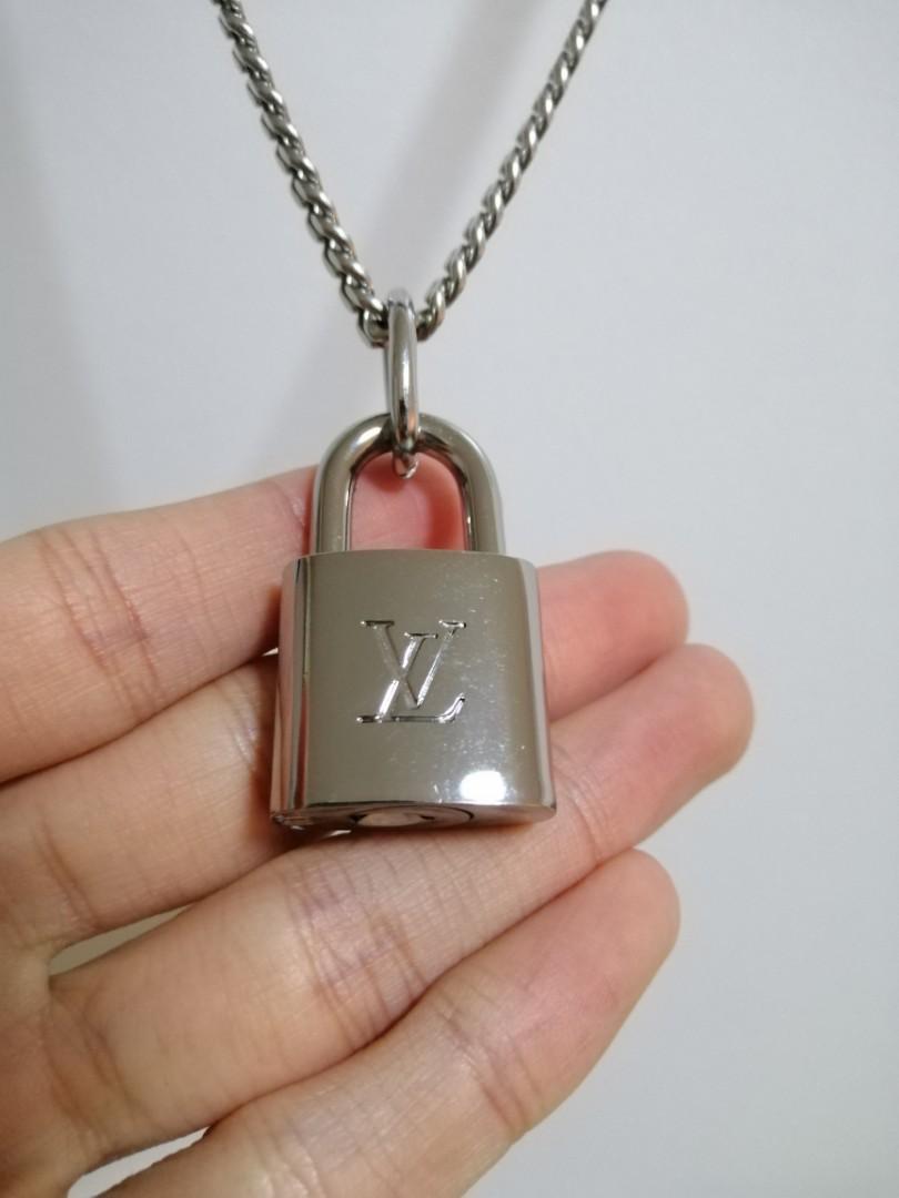 Louis Vuitton Lock Necklace Monogram Silver in Palladium with