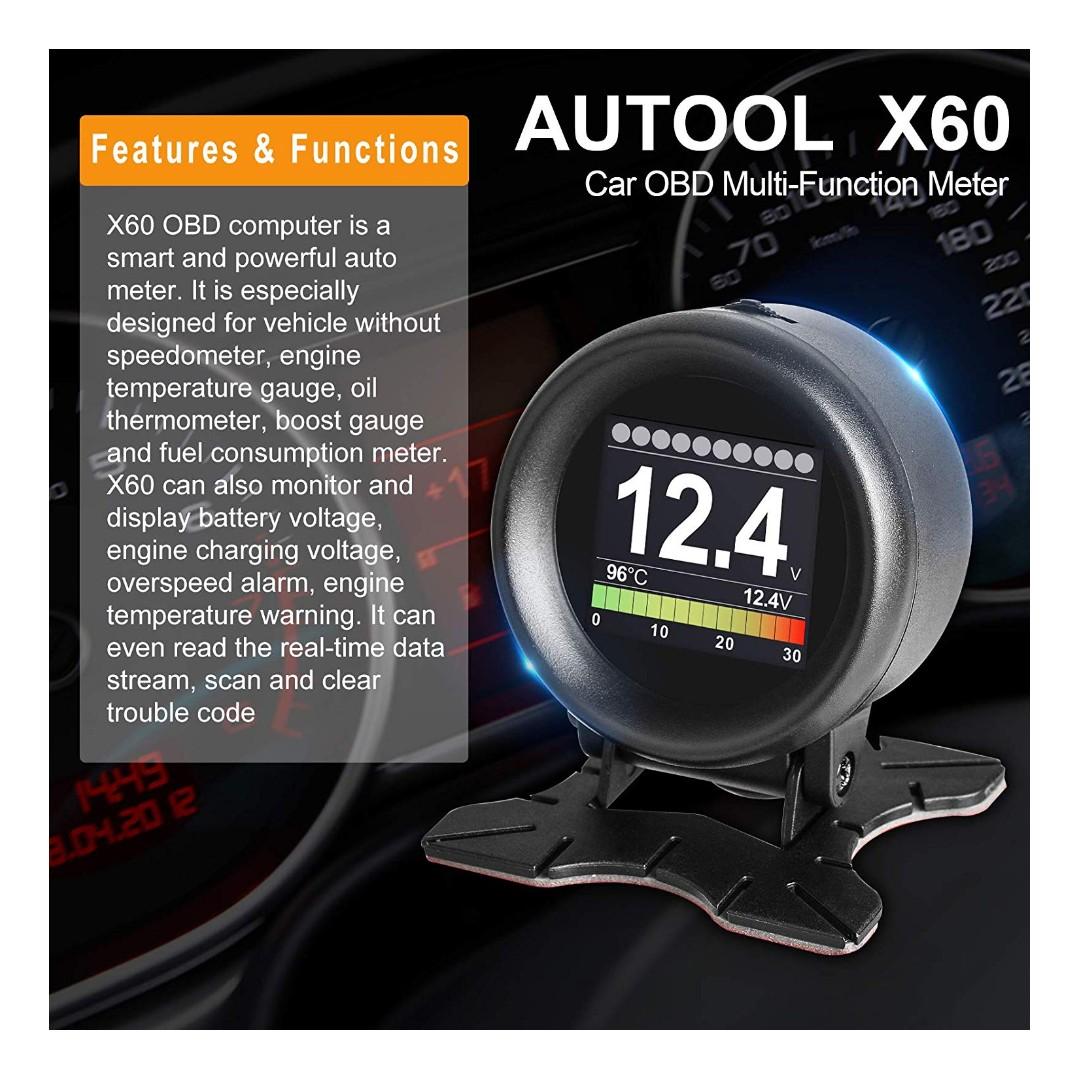 AUTOOL 1 X60 X60 Car MultiFunction Digital Meter Alarm Speed Water