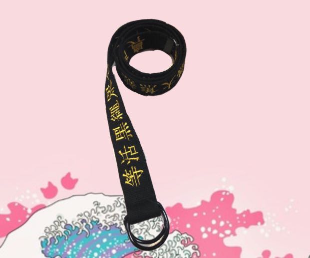 BN ulzzang black and gold mandarin wording double ring long belt, Women