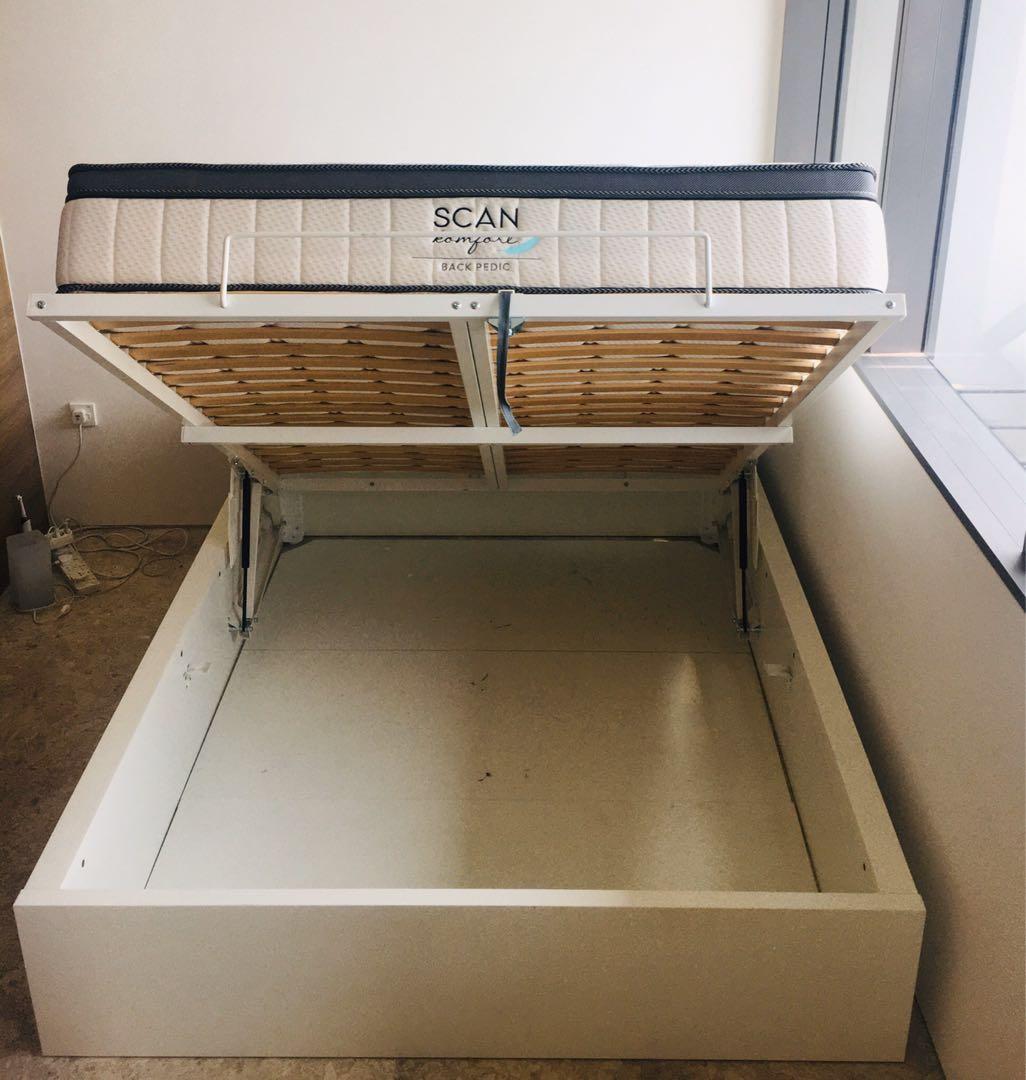 Ikea Malm Storage bed with Scan Komfort mattress, Furniture & Home