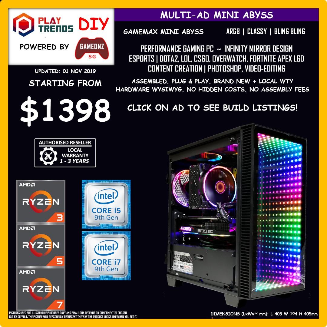 Multi Ad Mini Abyss Amd Ryzen 5 2600 3600 7 2700 2700x 3700x Intel Core I5 9400f I5 9600k I7 9700 Combo Masterlist Mabyssallbuilds Computers Tech Parts Accessories Computer Parts On Carousell