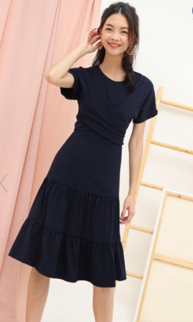 Navy blue midi dress casual