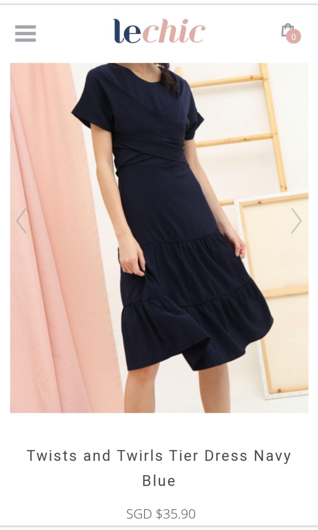 Navy blue Midi Dress work wear casual