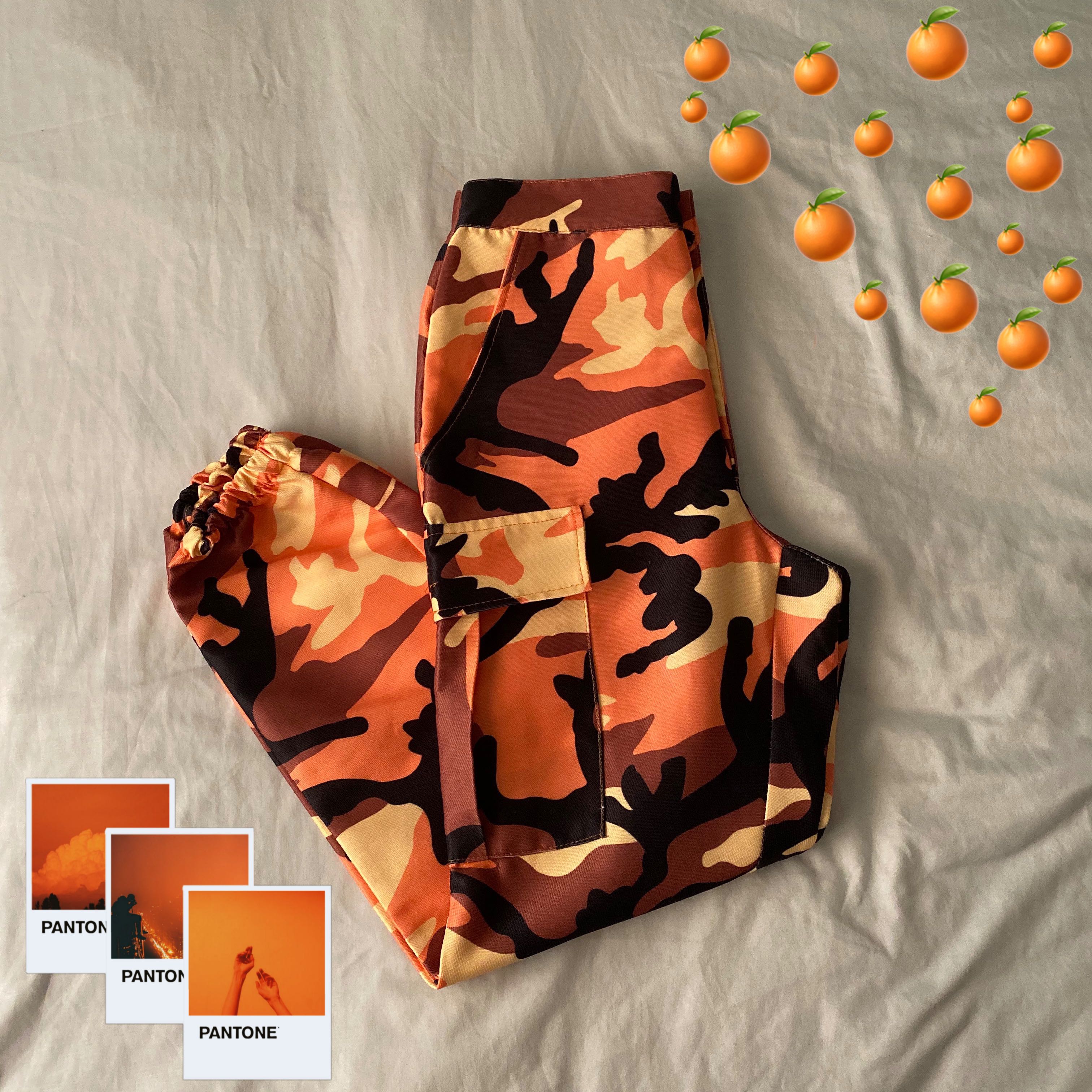orange camo cargo pants, Women's Fashion, Bottoms, Other Bottoms on