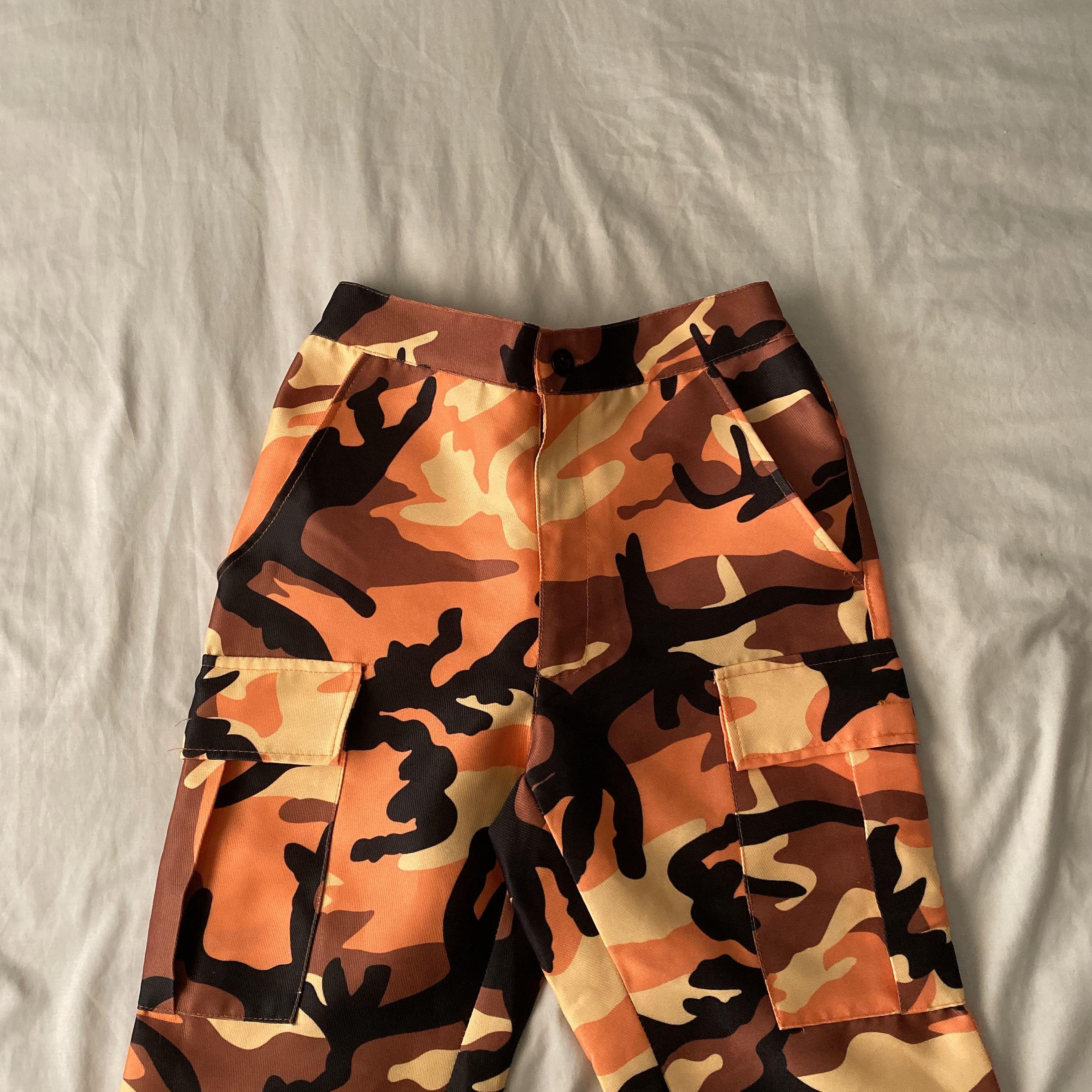 orange camo cargo pants, Women's Fashion, Bottoms, Other Bottoms on