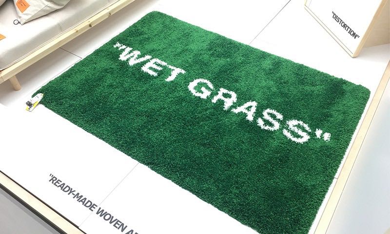 ikea off white rug wet grass