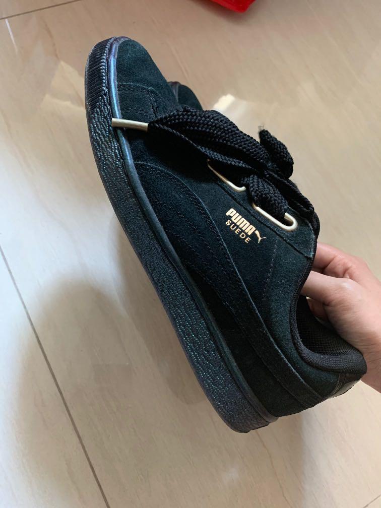 puma suede heart satin black