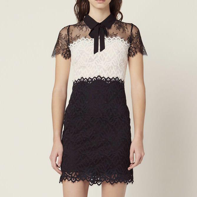 sandro two tone lace dress