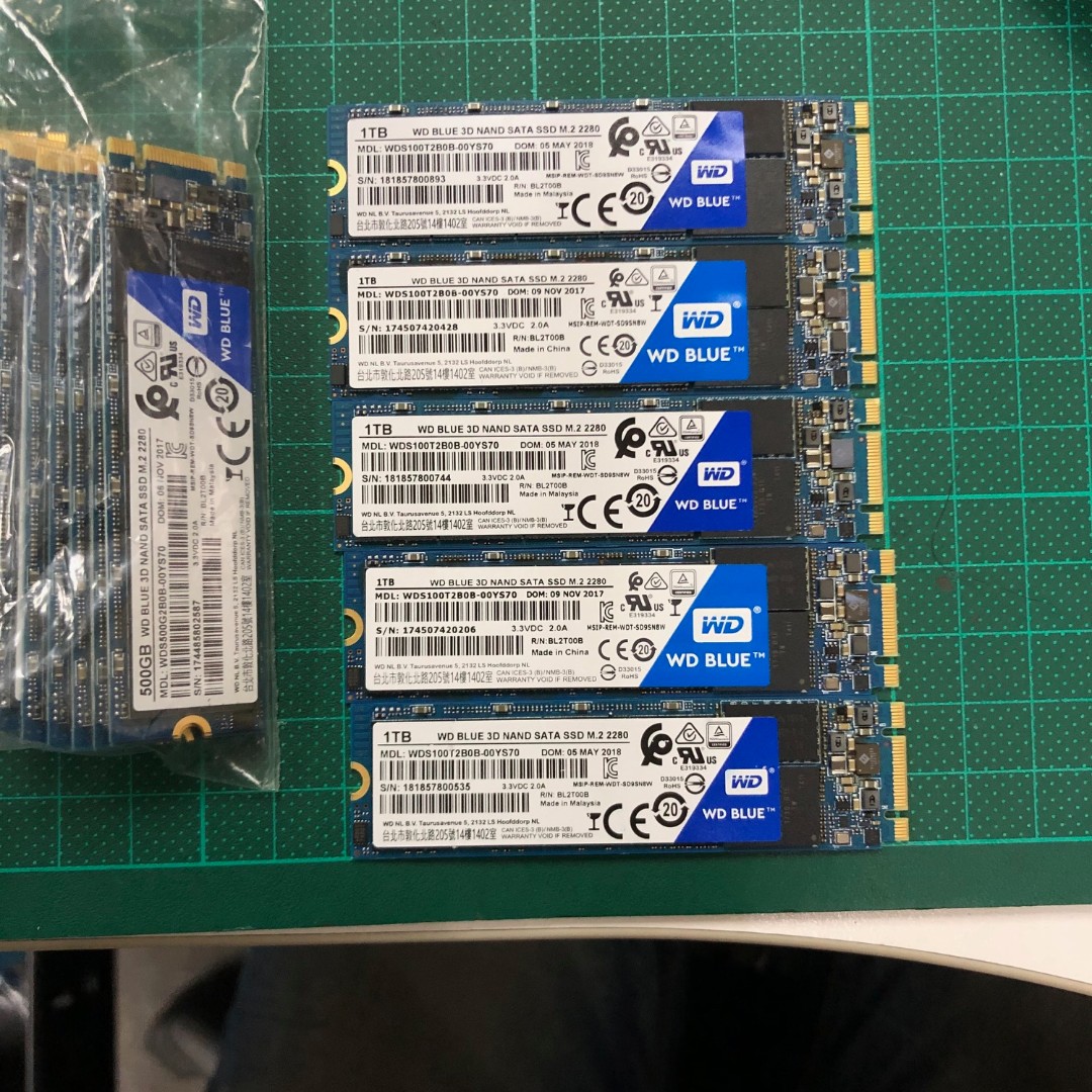 WD BLUE 3D NAND SATA SSD M.2 2280 500GB &1TB, 電腦＆科技, 電腦周邊及配件, 硬碟及儲存器