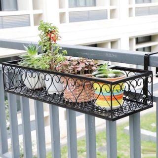 Flower Rack Corridor Balcony Railing Parapet Hanging Tray Plant Planter