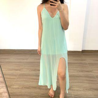 Mint  backless dress