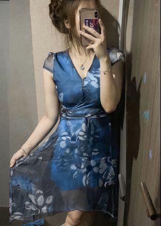 010 Blue Floral Dress New