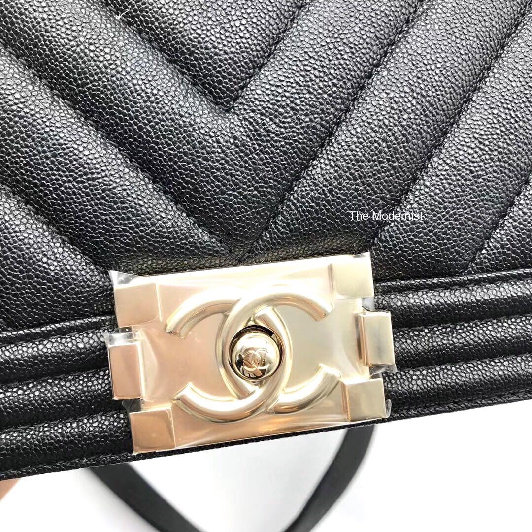 chanel boy champagne gold