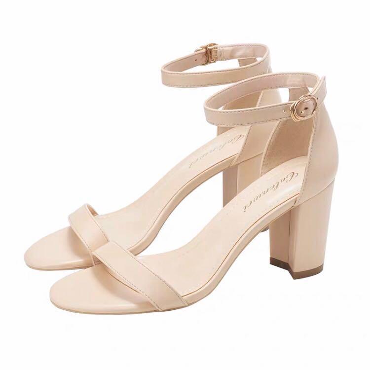 nude block high heels