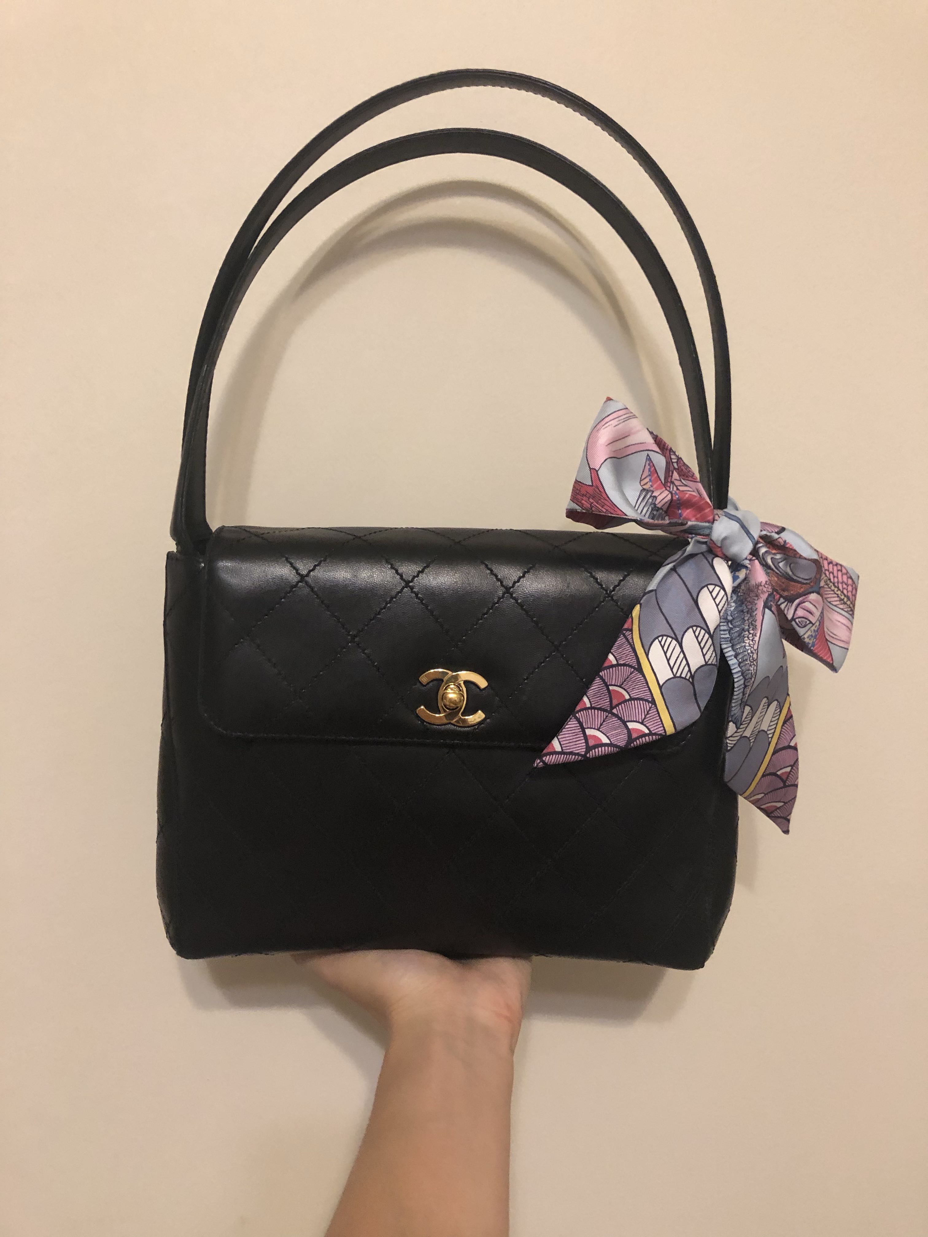 CHANEL Lambskin Mini Kelly Flap Bag Black 204951  FASHIONPHILE