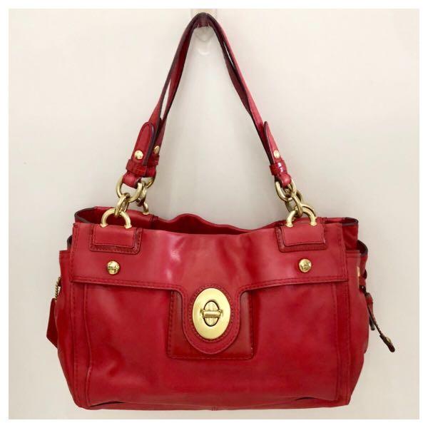 coach red satchel bag