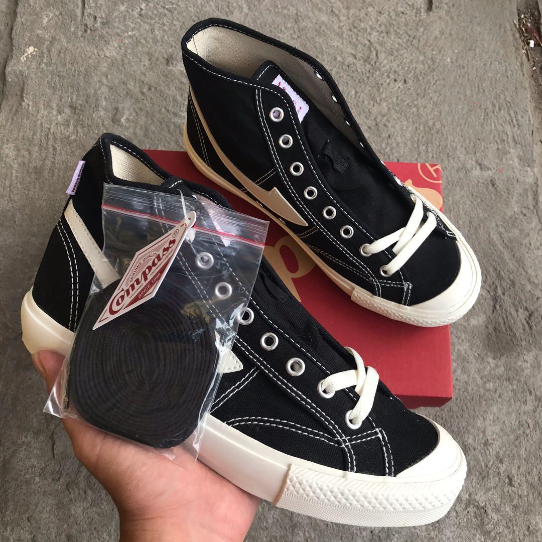 sepatu compass gazelle hi black white