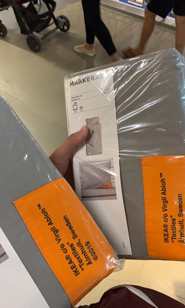 ikea markerad x VIRGIL ABLOH (off white) bedding, Furniture & Home Living,  Bedding & Towels on Carousell