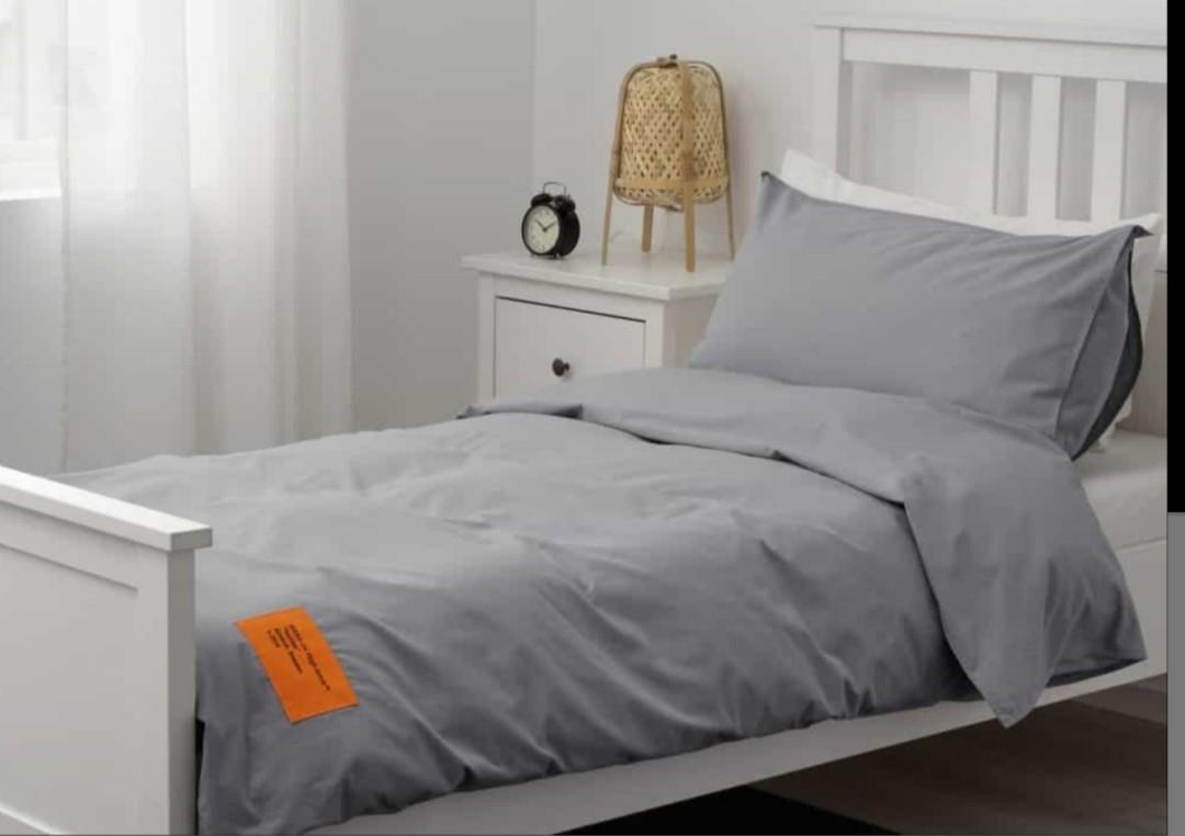 New Virgil Abloh x IKEA MARKERAD Duvet Cover 2 Pillowcases Full Queen  OFF-WHITE