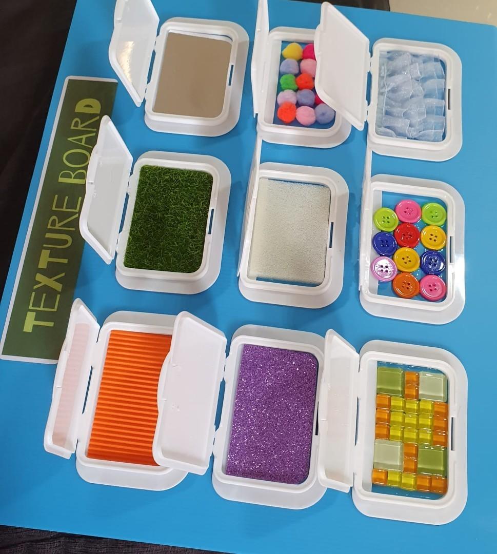 diy sensory boards textures peek a boo learning resources montessori educational toy babies kids toys walkers on carousell carousell