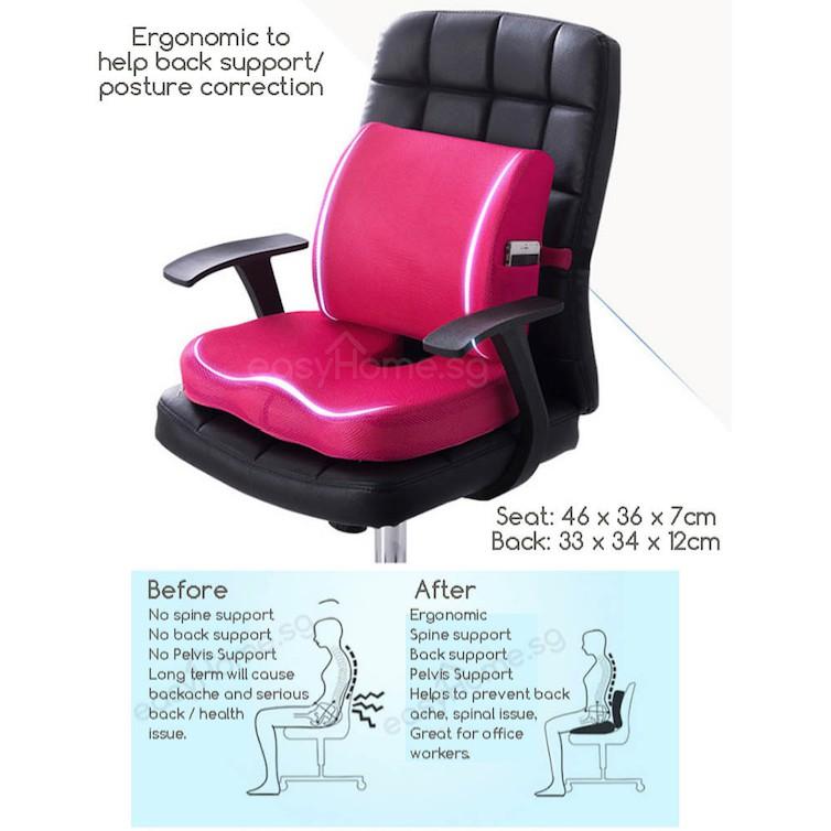 Memory Seat Cushion Lumbar Back Support Ergonomic Office Chair