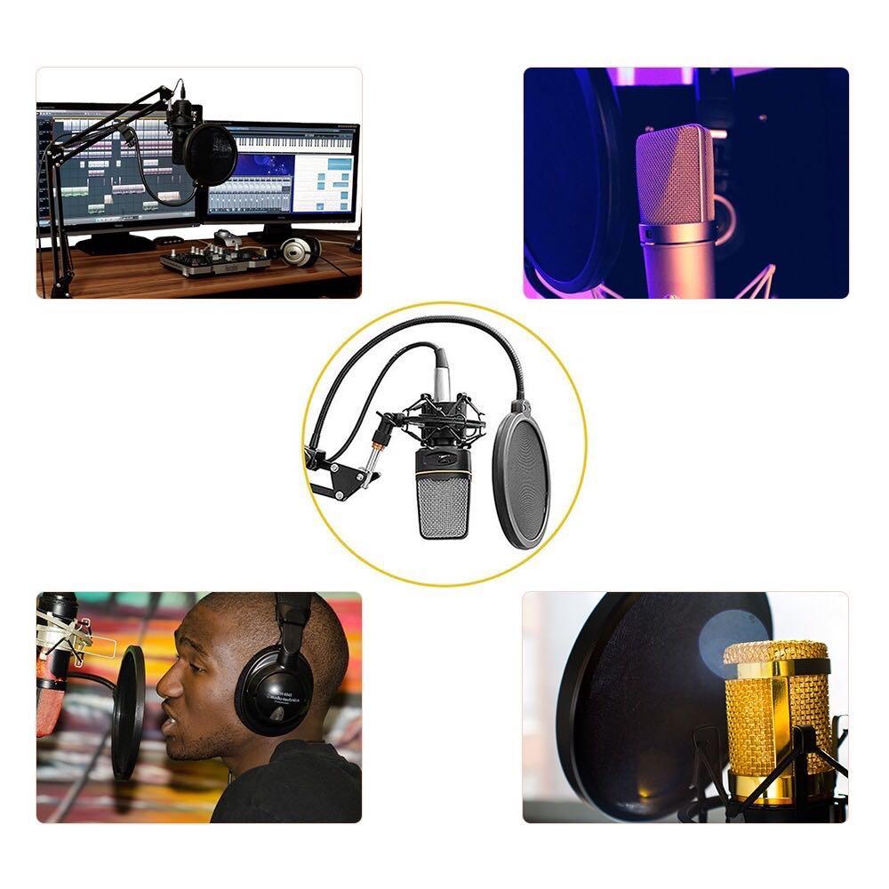 MPF 6 6Inch Clamp On Microphone Pop Filter Bilayer Recording Spray