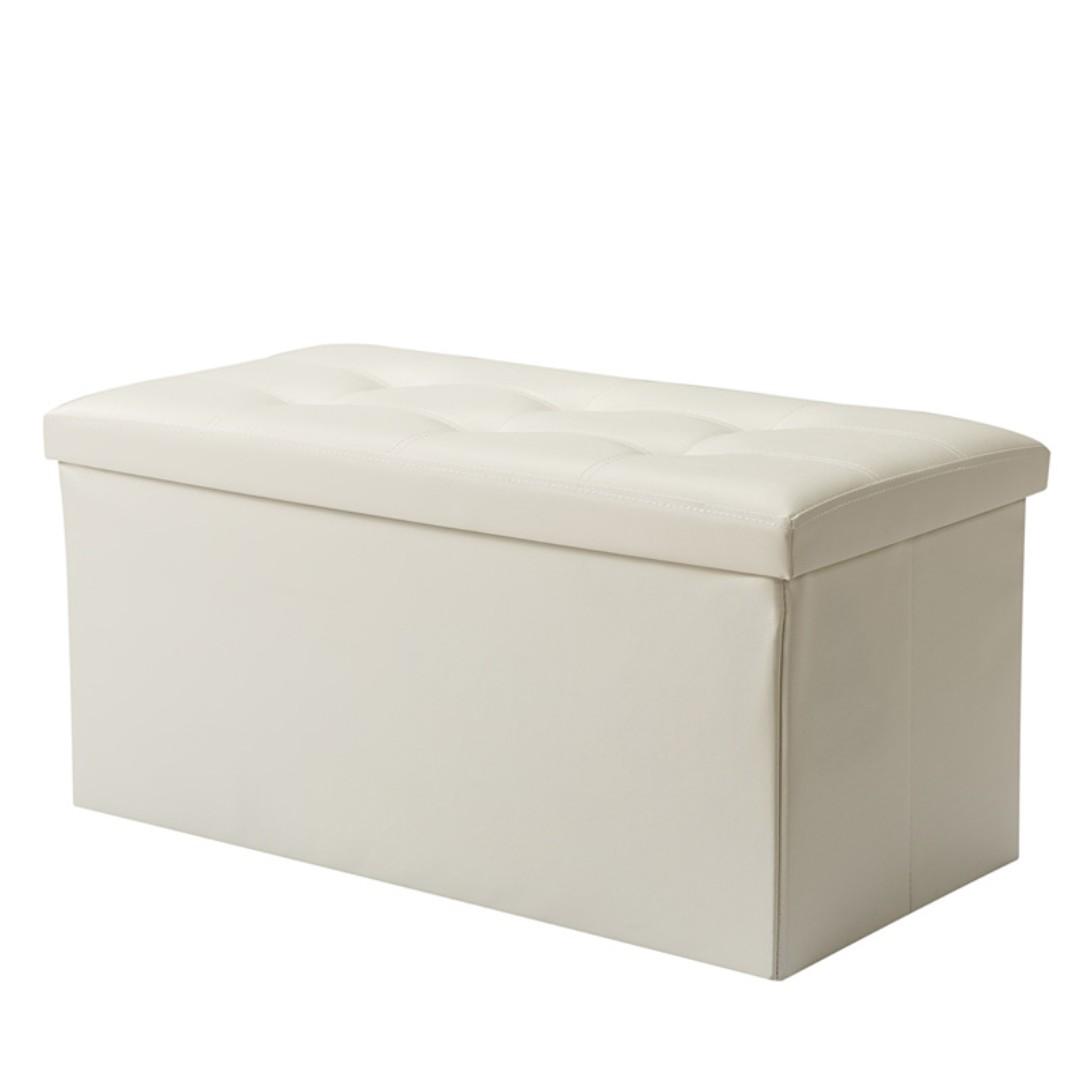 New Pure White Pu Leather Storage Bench Box 76x38x38cm Furniture Home Decor Others On Carousell