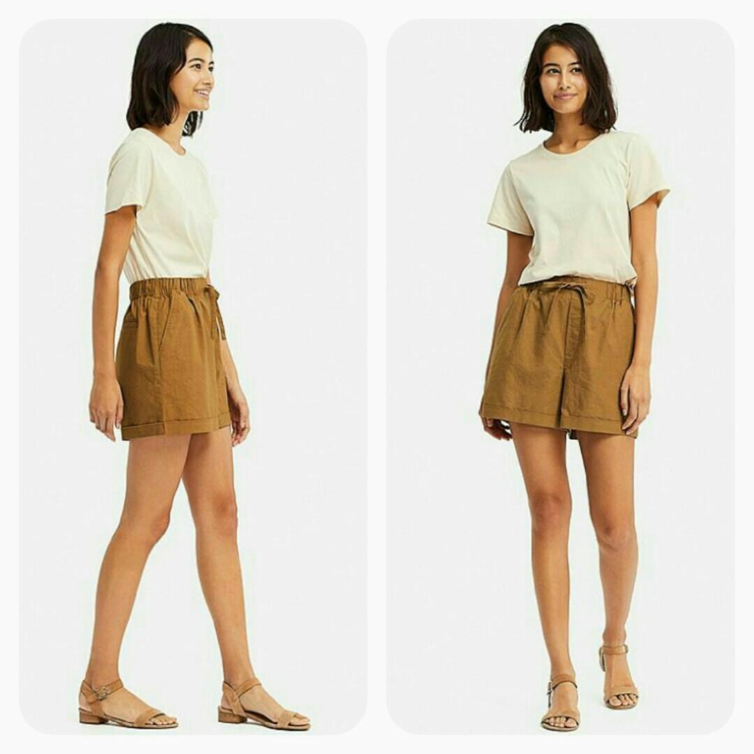 UNIQLO Linen Blend Relaxed Shorts (Navy 
