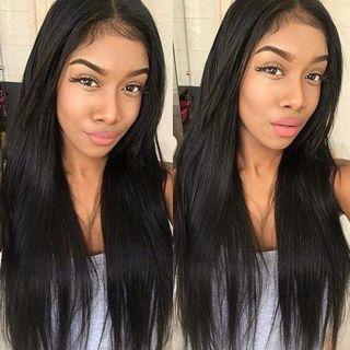 Front laced wig long black hair WITH human hair