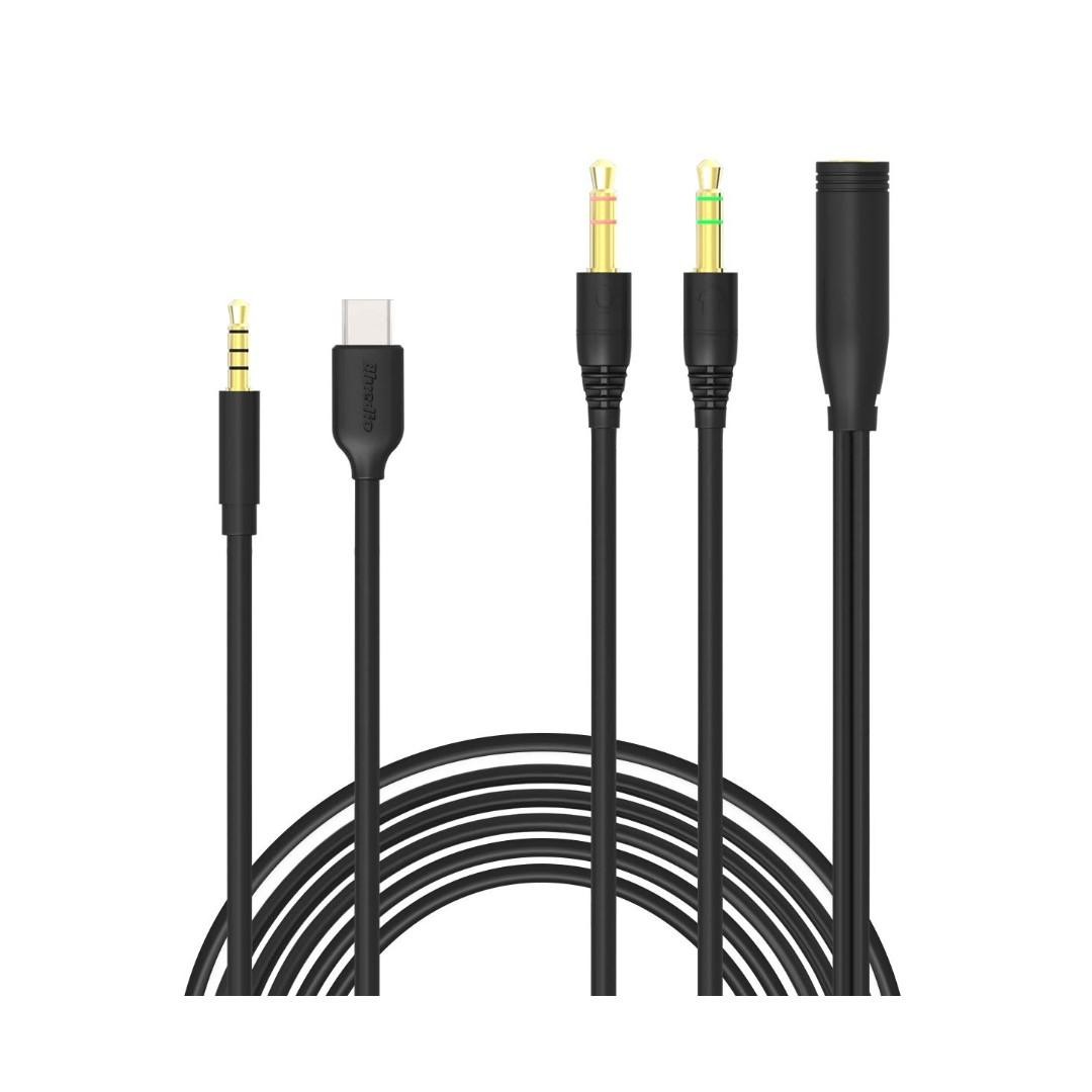 4829 Bluedio TypeC to 3.5mm Audio Cable with Mic(1.5m) + Y Splitter