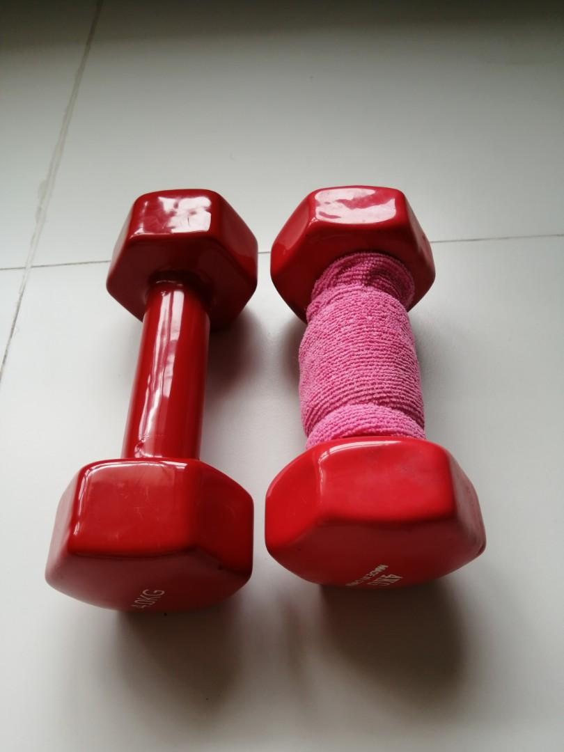 4 KG Pink Dumbbell, Sports Equipment, Exercise & Fitness, Weights
