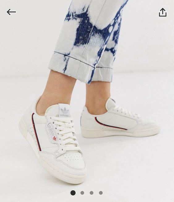 adidas originals continental 80's trainers in off white and red