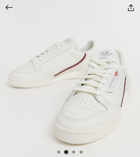 adidas originals continental 8's sneakers in off white and red