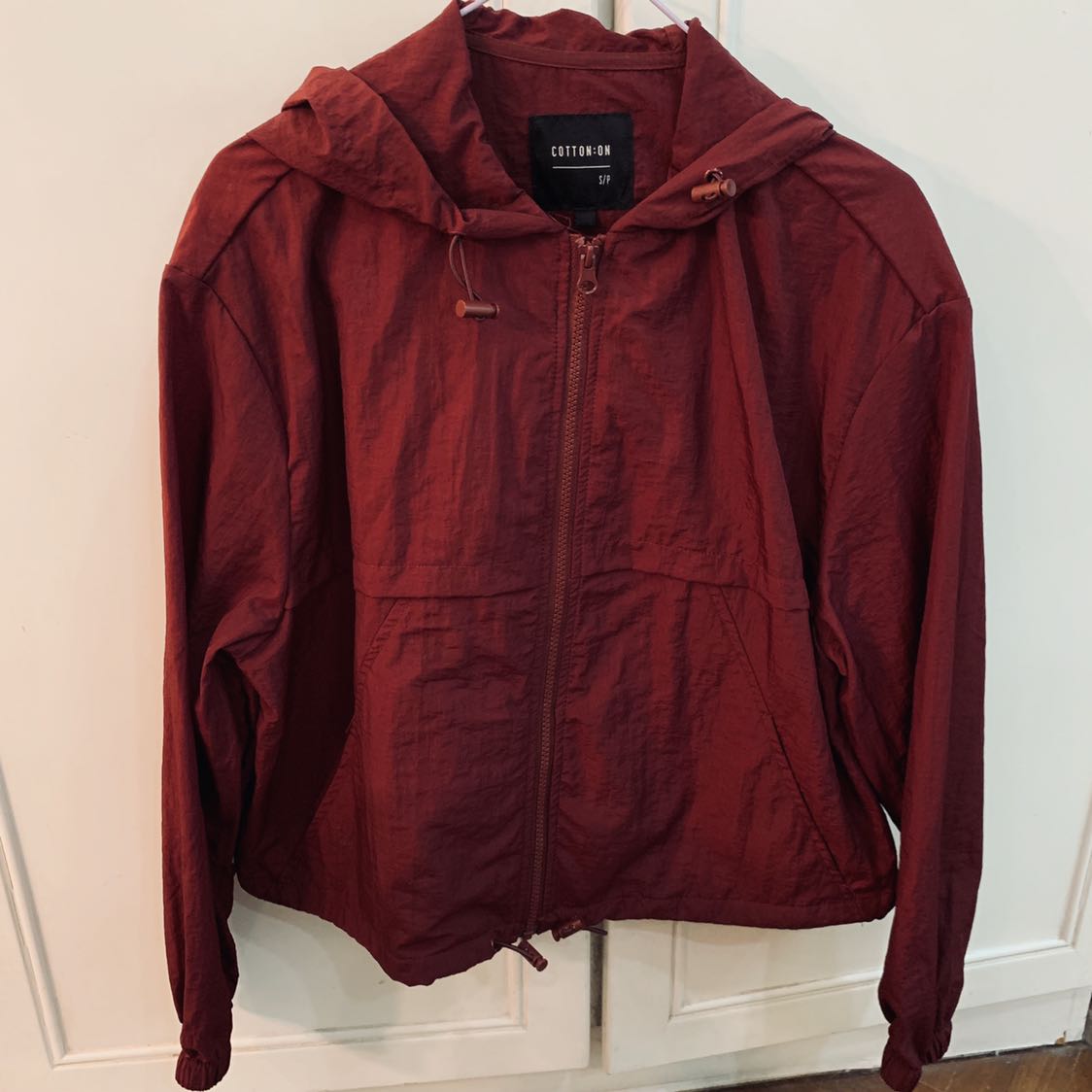 Red new arrivals crop windbreaker