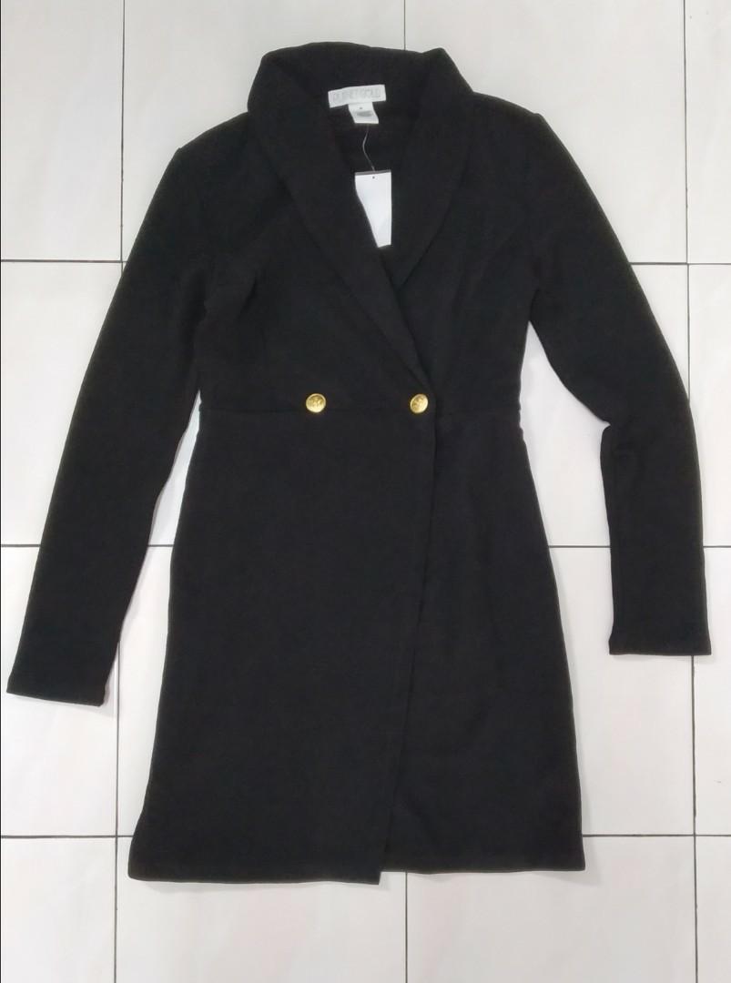 BNWT Planet Gold Blazer Tuxedo Dress with Gold Buttons in Black, Women's  Fashion, Muslimah Fashion, Dresses on Carousell