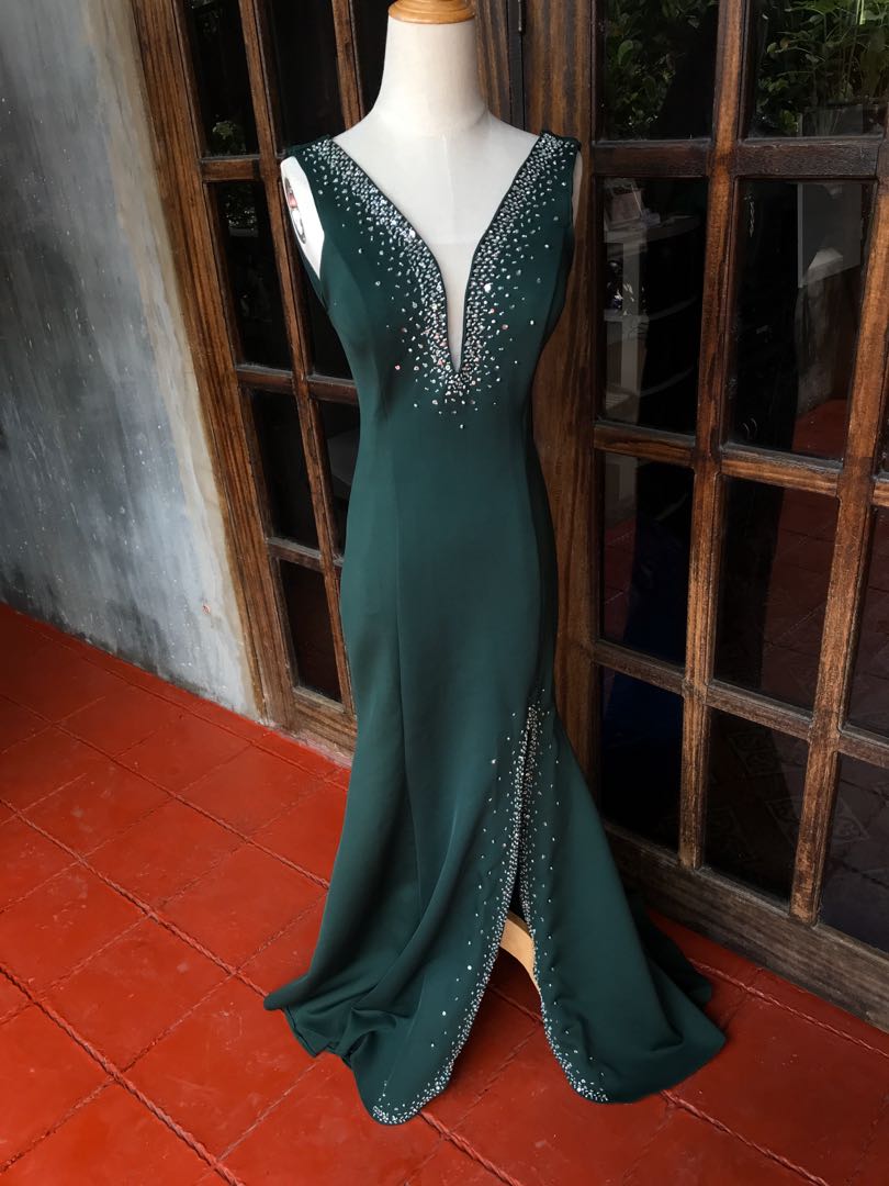 emerald long gown