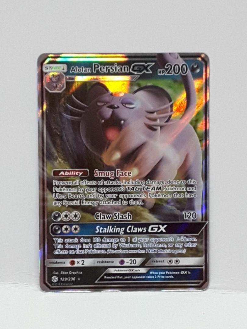 alolan persian gx pokemon card 129/236 Ultra Rare Cosmic Eclipse Near Eng) Pokemon Card Alolan Persian