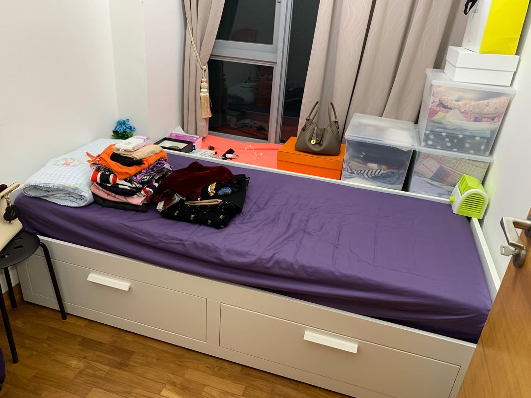 IKEA BRIMNES Bedframe Storage (extendable), Furniture & Home Living